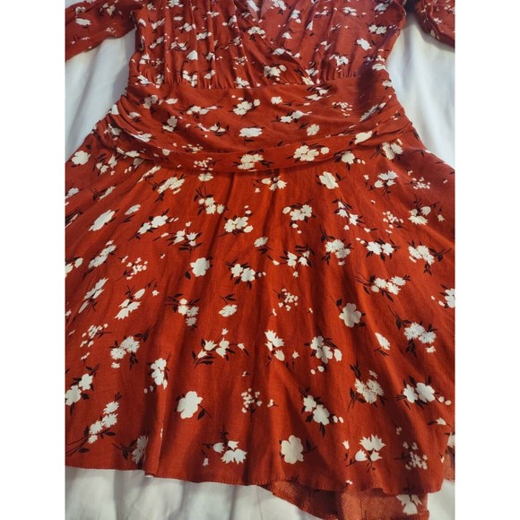asos Dress Size 10 Brownish/Burnt Orange Multicolor Floral Side Zip - Picture 9 of 10